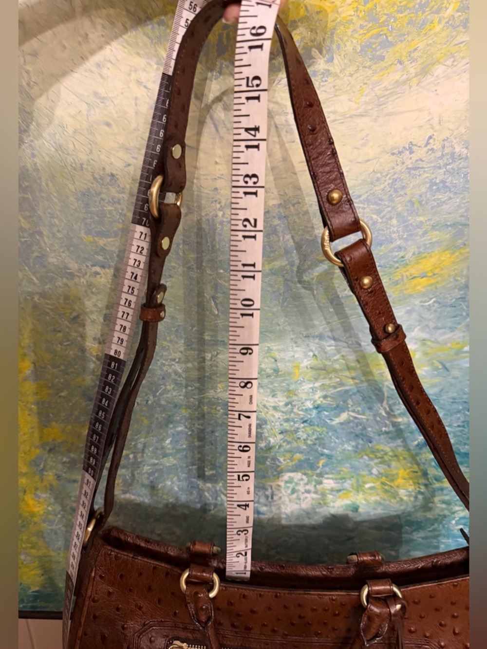 Brahmin Brown Ostrich-Embossed Leather Bag - Picture 7 of 7